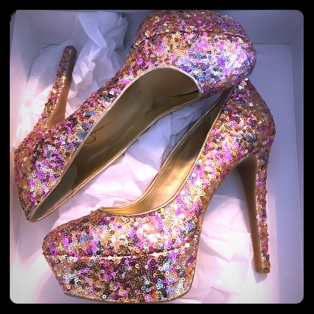 JESSICA SIMPSON DEVIN ROSE GOLD HEELS 8.5 NIB